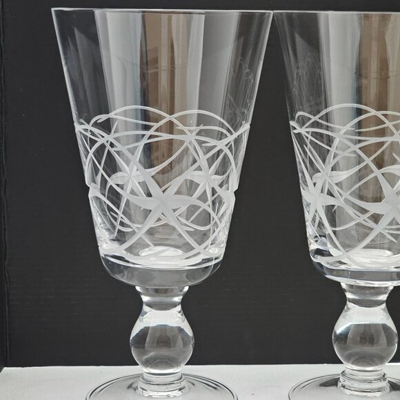 Cork Crystal stylized Starlight Water Goblet 8" chalice ice tea beer 16oz starbu - Picture 3 of 10